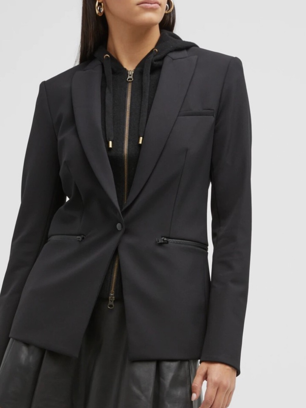 Veronica Beard Black Tailored Zip-Pocket Blazer